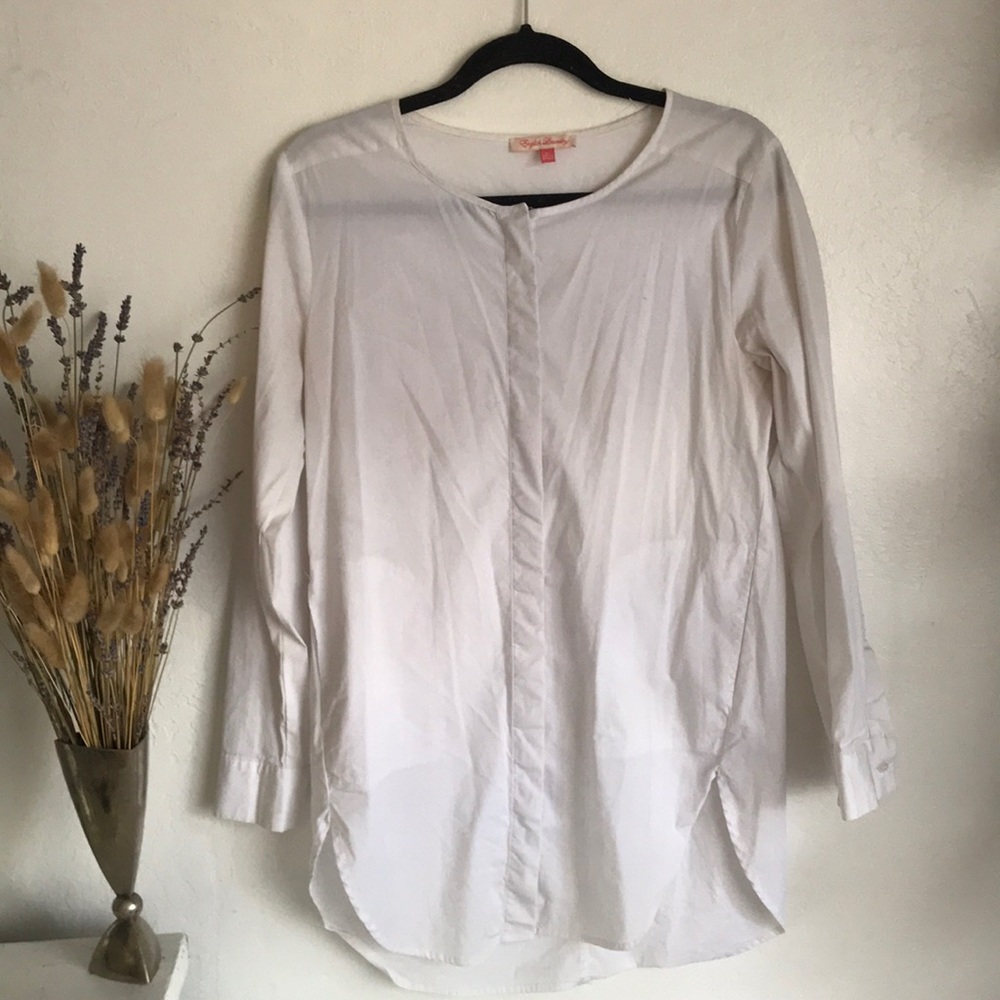 🆑 [4/$20] English Laundry White Scoop Neck Button-up Long sleeve blouse